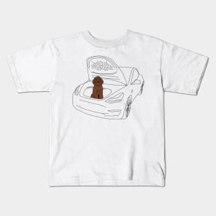 Labradoodle in a Tesla Model 3 Frunk Kids T-Shirt